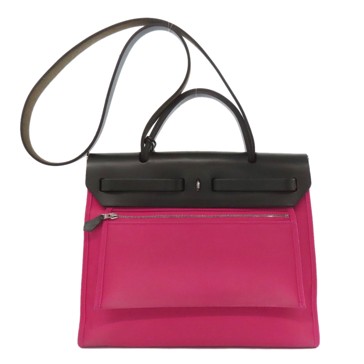 Hermes Handbag Towar Officche Herbag Pm Silvermetal Brown Zip Travel Bag