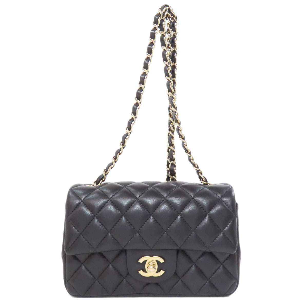 Chanel lambskin Matelasse Black Gold Shoulder Bag