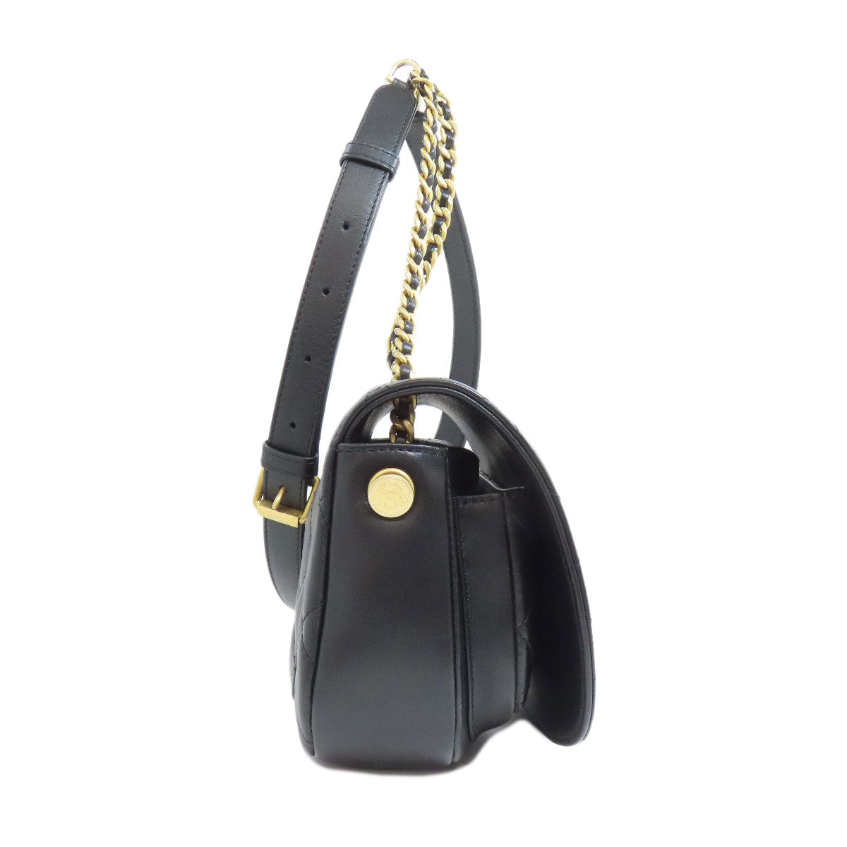 Chanel lambskin Matelasse ChainShoulder Black Gold Shoulder Bag