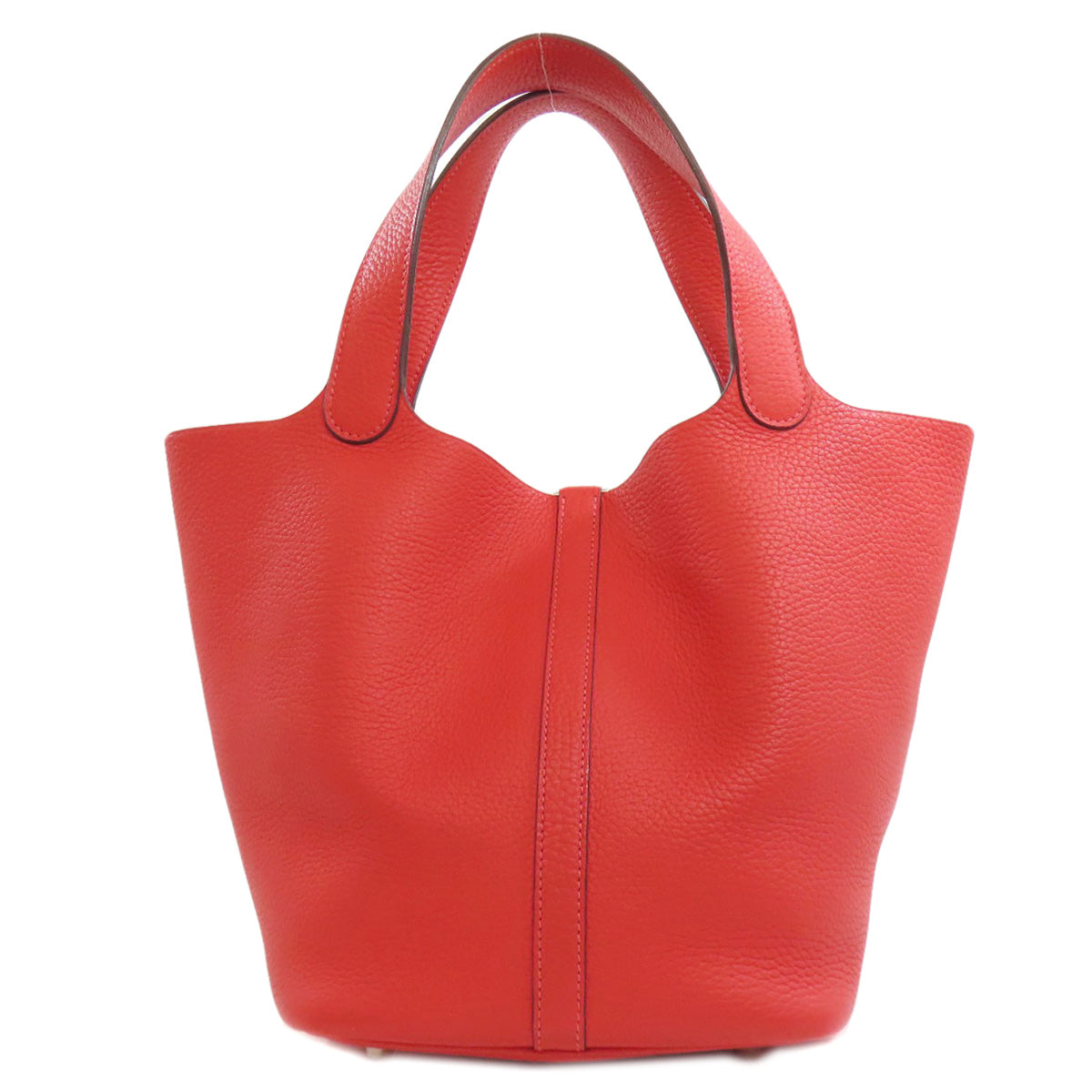 Hermes Handbag Taurillon Clemence Picotin Lock Mm Silvermetal Women Red Travel Bag