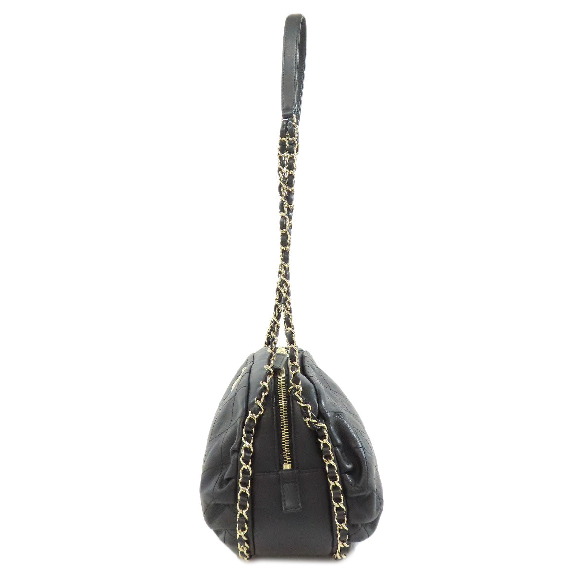 Chanel lambskin Matelasse Black Gold Shoulder Bag 2