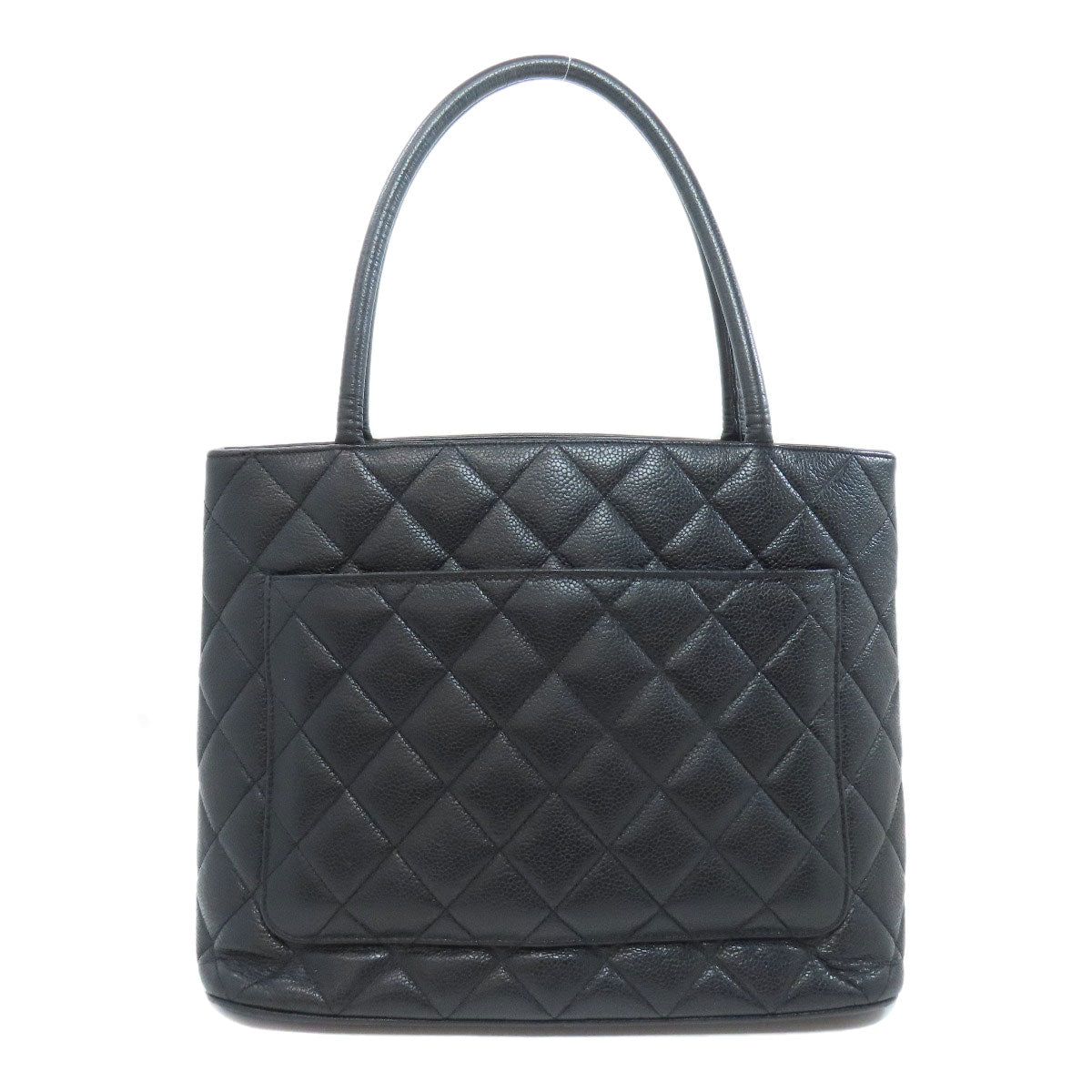 Chanel Grained Calfskin Skin Black Gold Tote Bag