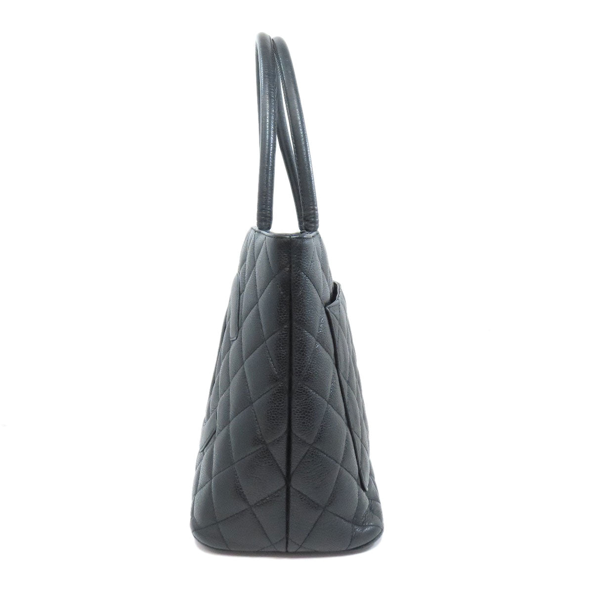 Chanel Grained Calfskin Skin Black Gold Tote Bag