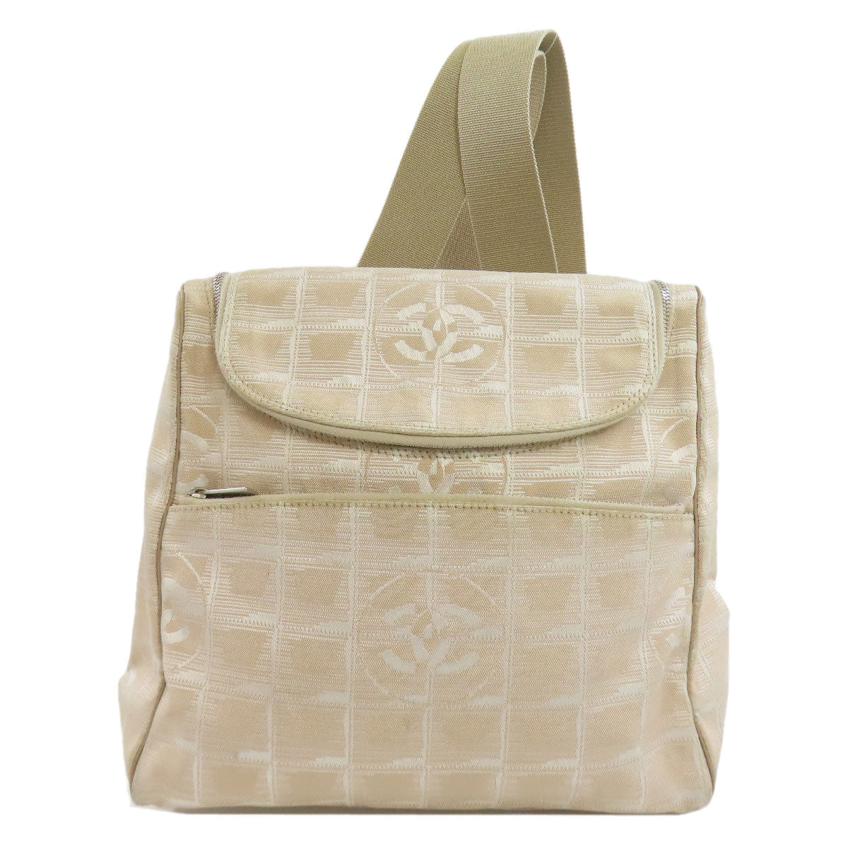 Chanel Backpack Nylon jacquard New line Beige Travel Bag