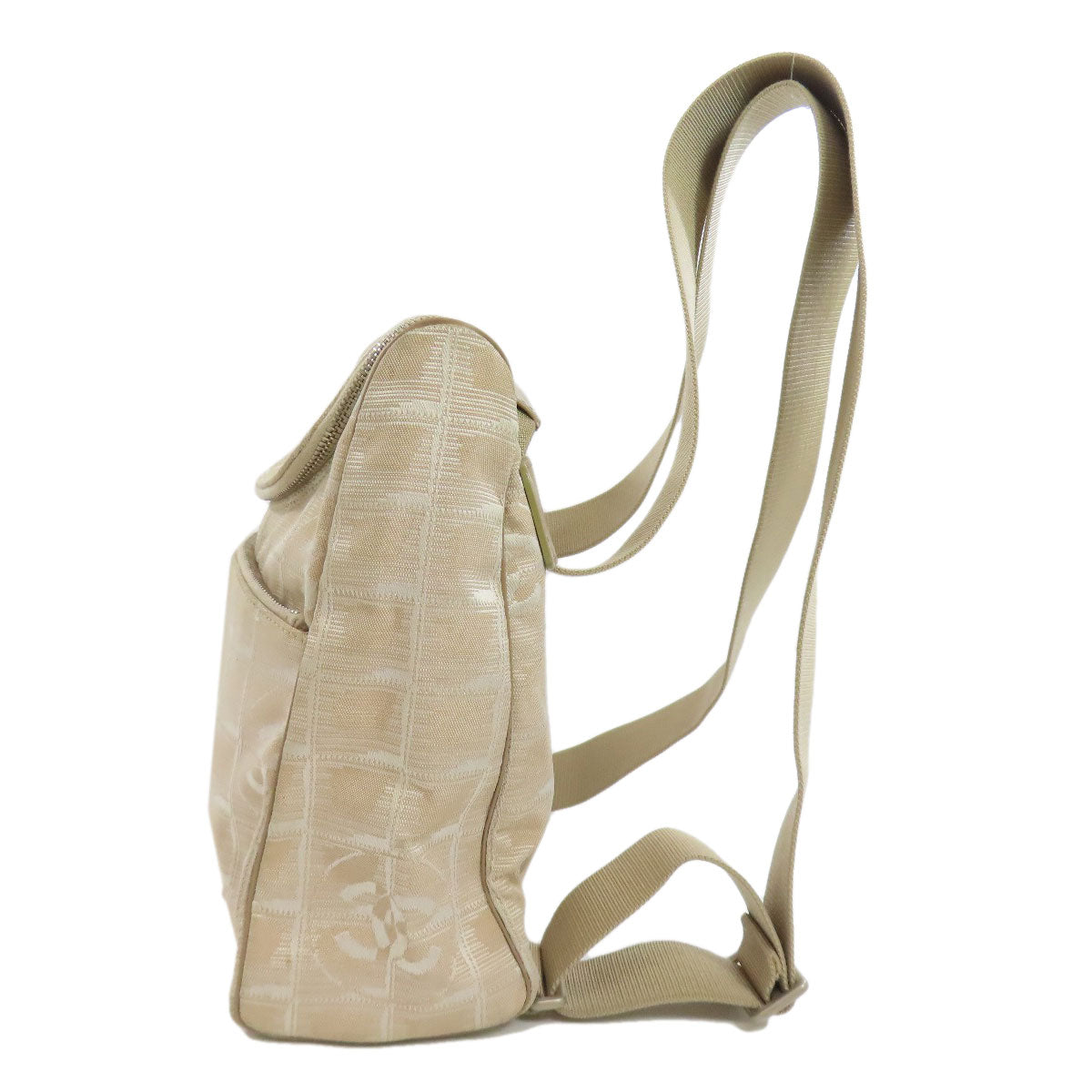 Chanel Backpack Nylon jacquard New line Beige Travel Bag