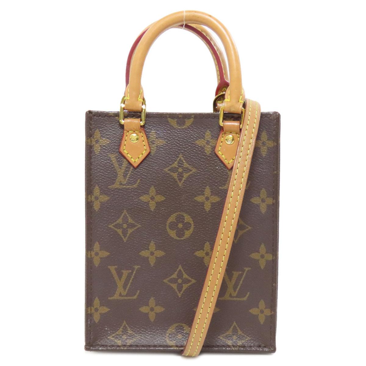Louis Vuitton M69442 Petit Sac Plat Monogram Canvas Brown Handbag