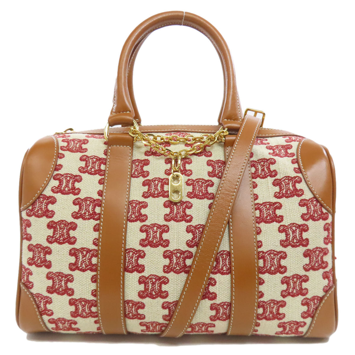 Boston Duffel Bag Triomphe Way Women Canvas Brown Travel Bag