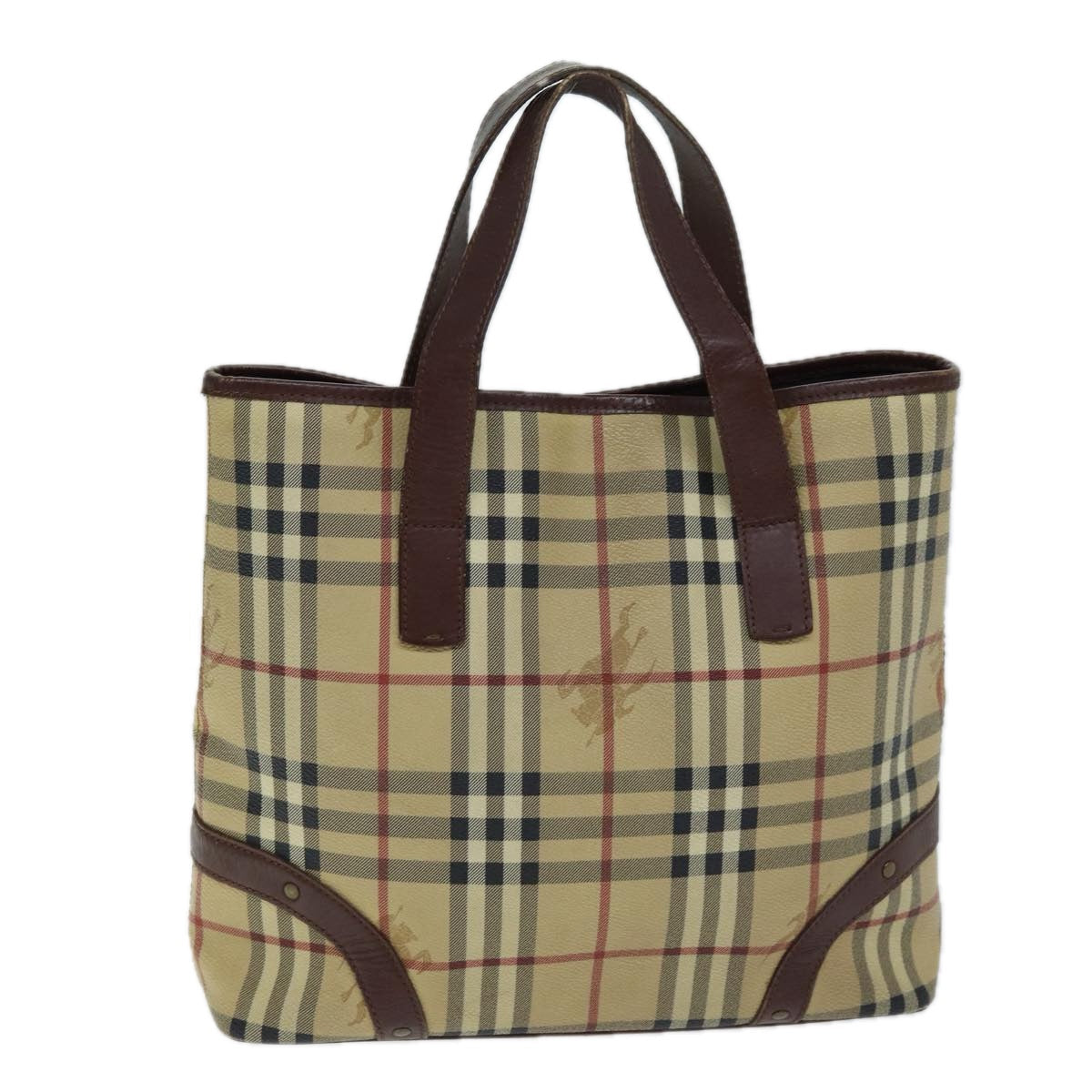 Burberry Luxury Nova Check Hand Bag Pvc Auth Beige Travel Bag