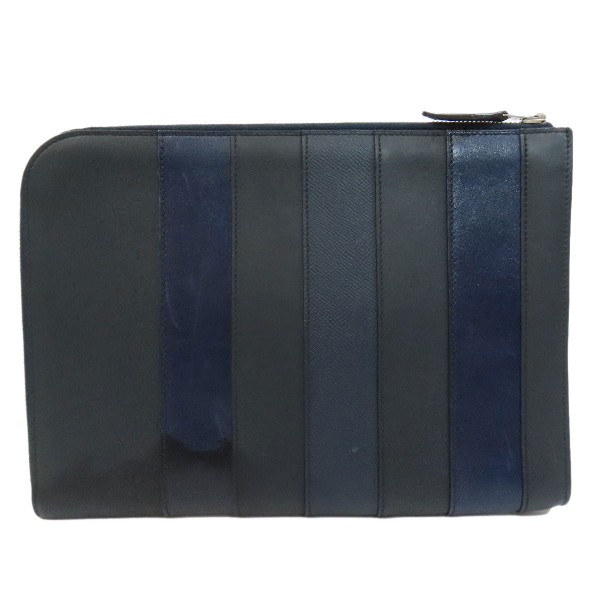 Clutch Bag Stripe Mens Leather Black