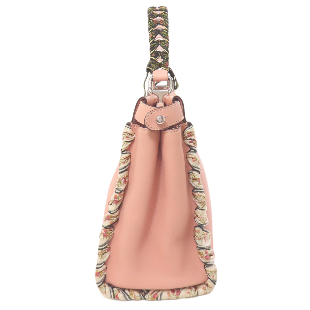 Fendi Handbag Calfskin Peekaboo Ribbon Stitch 2Way Women Pink Travel Bag