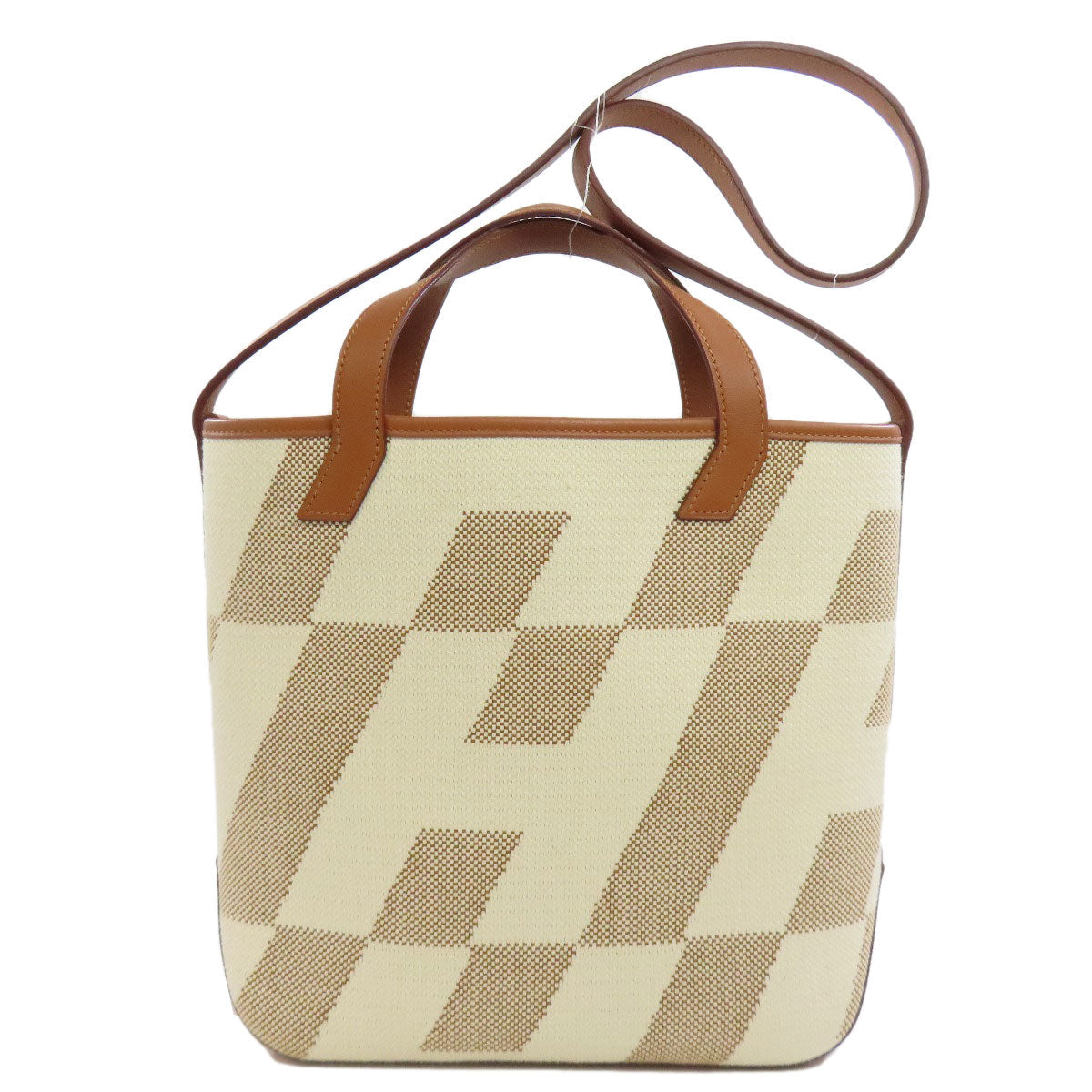 Hermes Handbag Ambie Pm 2Way Women Canvas Brown Travel Bag