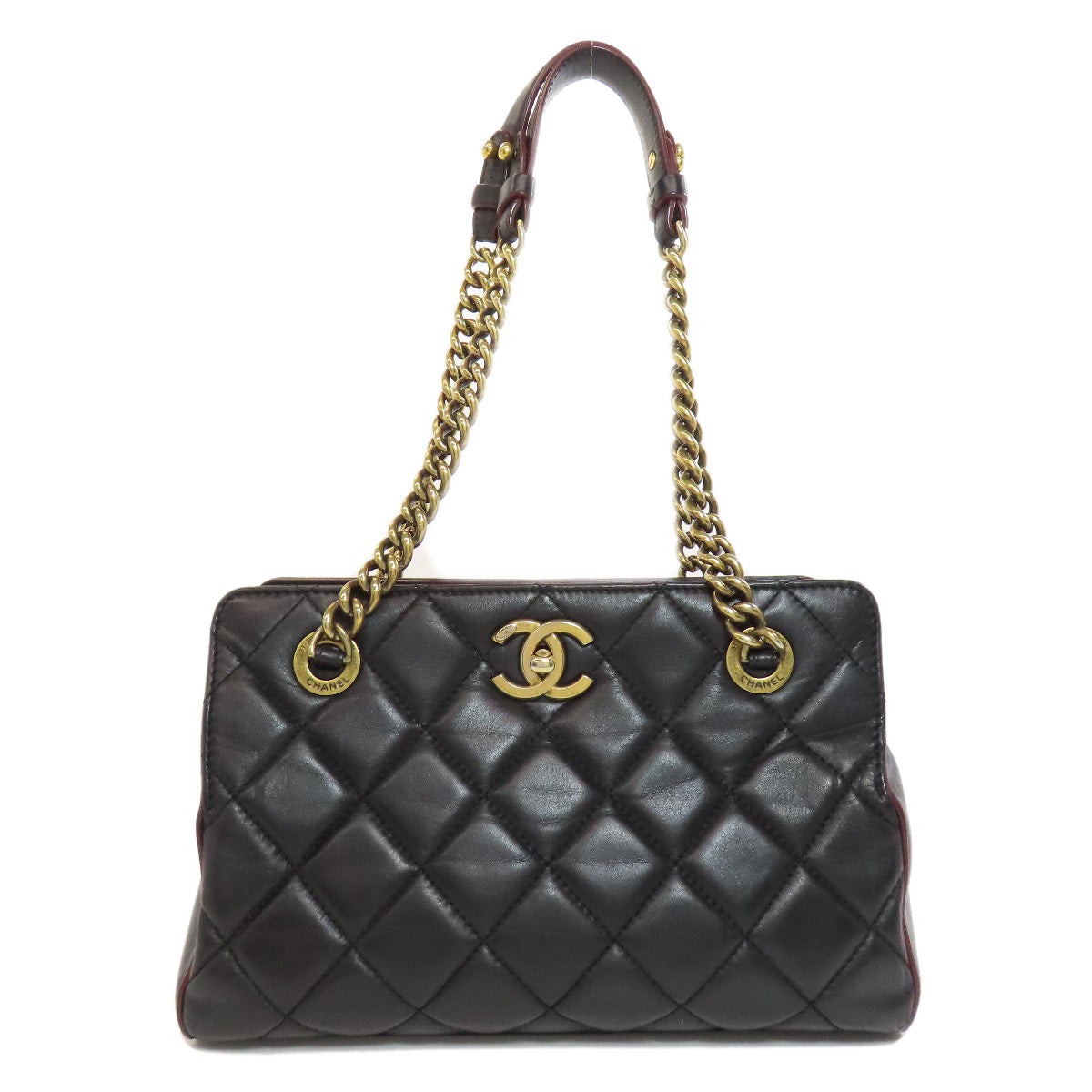Chanel lambskin Matelasse Black Gold Shoulder Bag 3