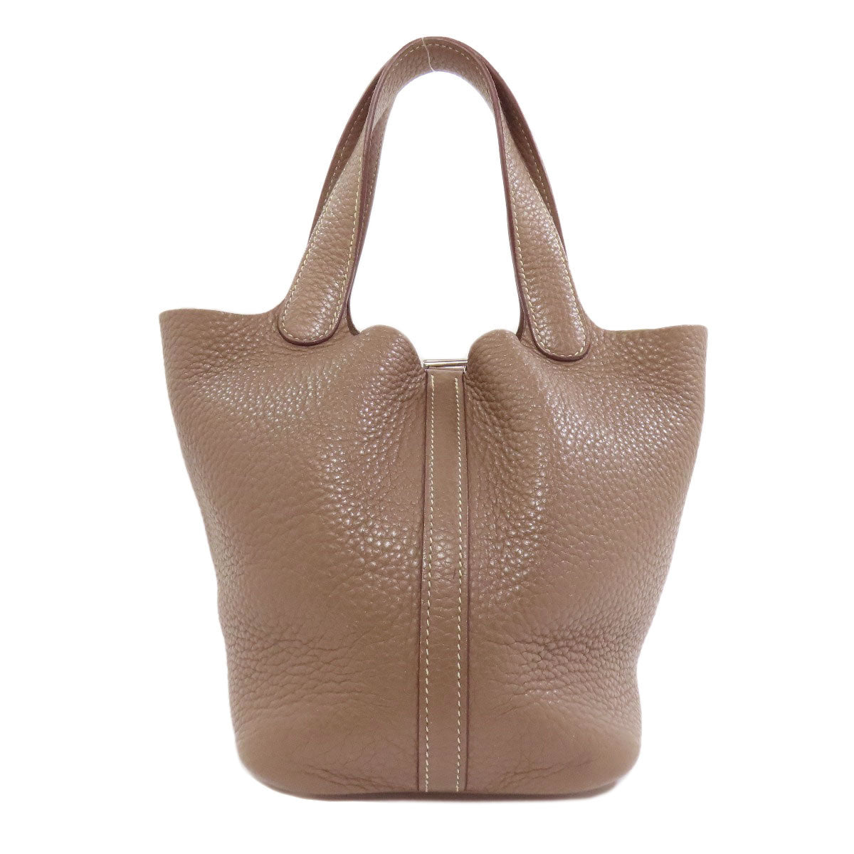 Taurillon Clemence Picotin Lock Pm Etoupe Silvermetal Beige Travel Bag