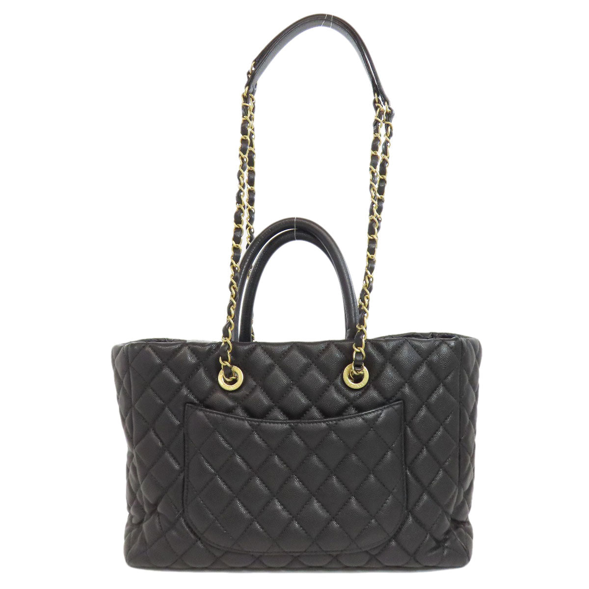 Chanel Grained Calfskin Skin Matelasse ChainShoulder Black Gold Shoulder Bag