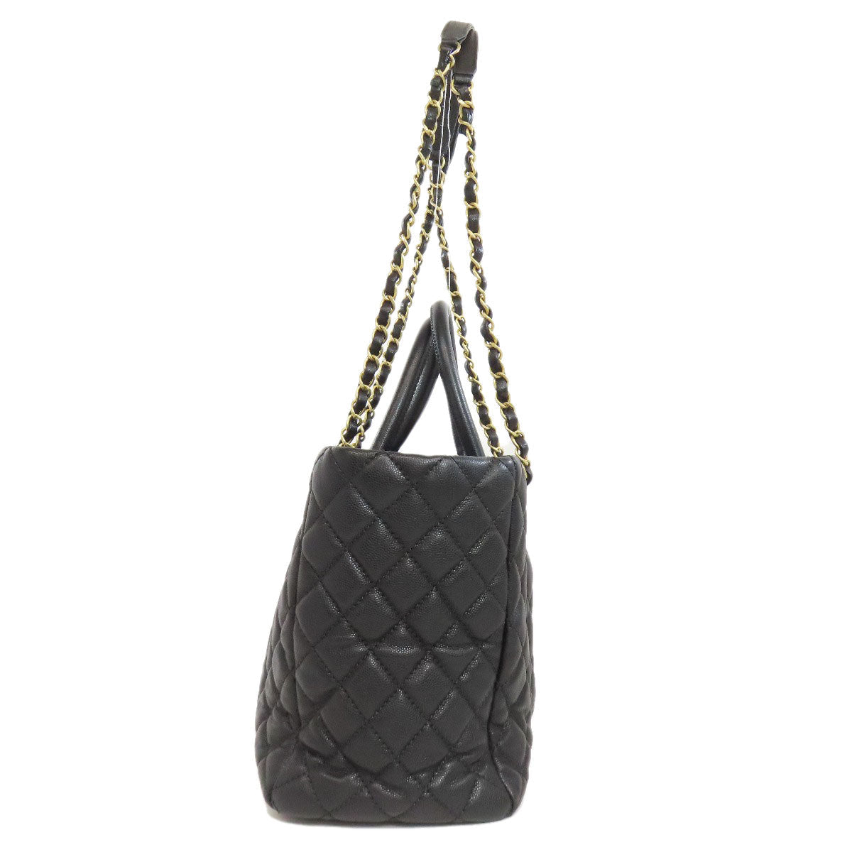 Chanel Grained Calfskin Skin Matelasse ChainShoulder Black Gold Shoulder Bag