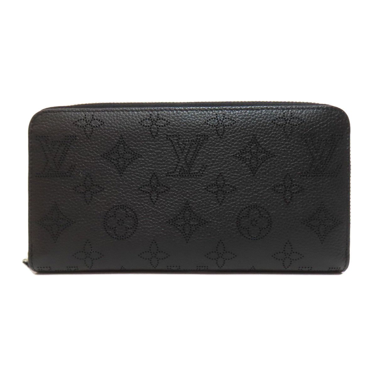 Louis Vuitton Long Purse M61867 Mahina Zippy Leather Black Wallet Case