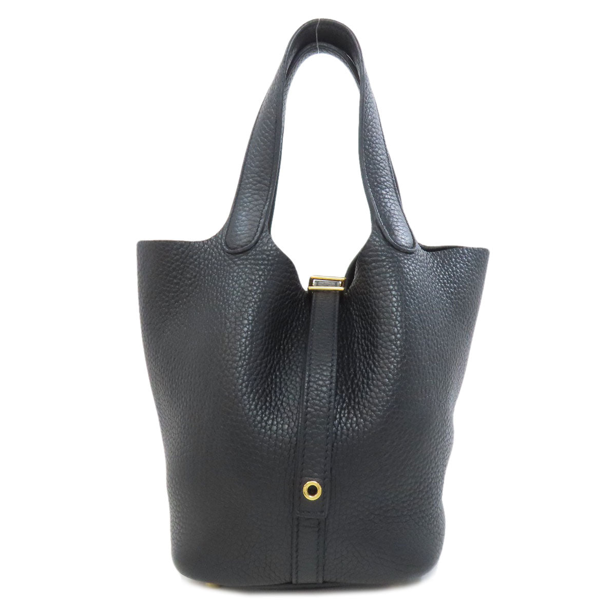 Taurillon Clemence Picotin Lock Pm Metal Women Black Gold Travel Bag