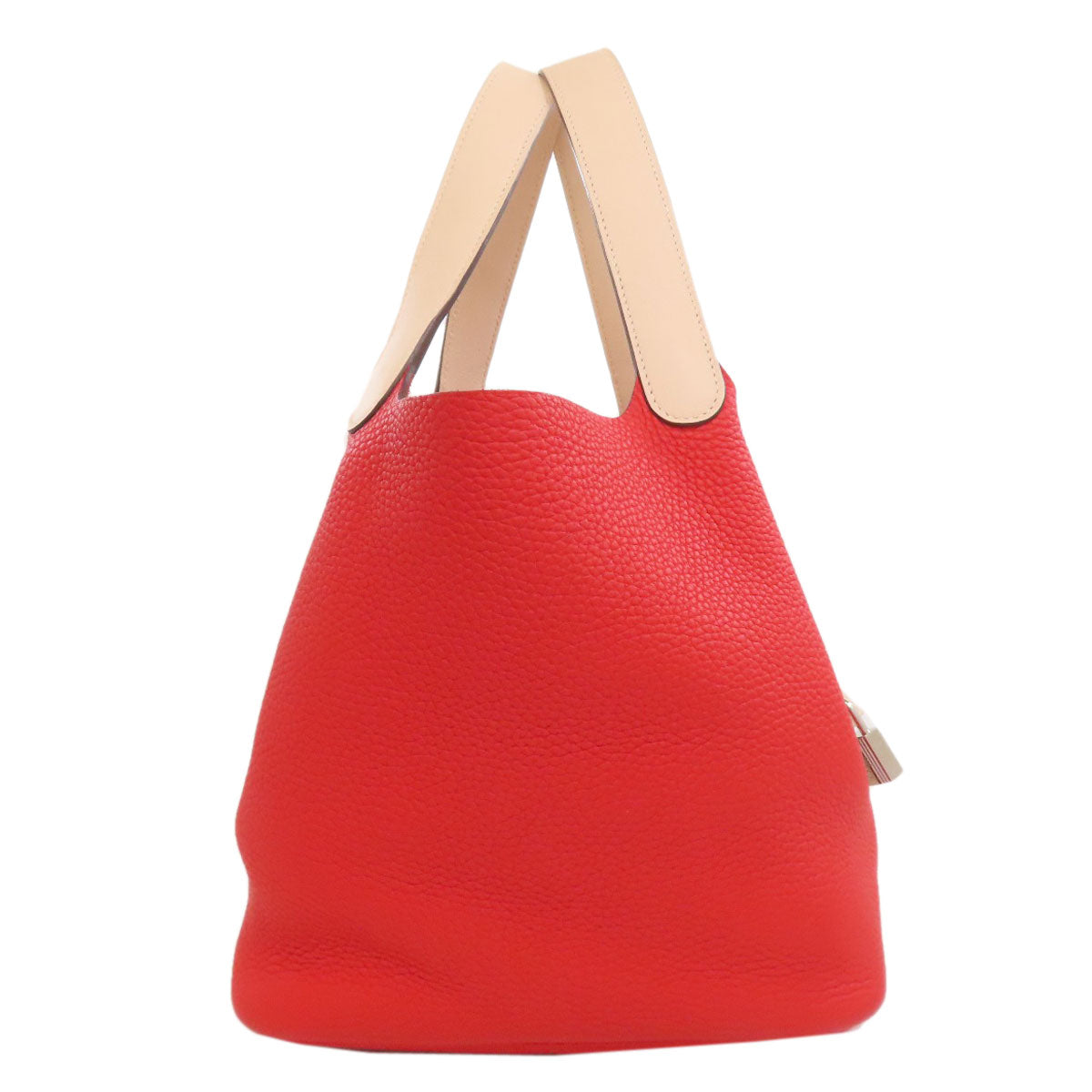Taurillon Clemence Picotin Lock Mm Touch Silvermetal Red Travel Bag