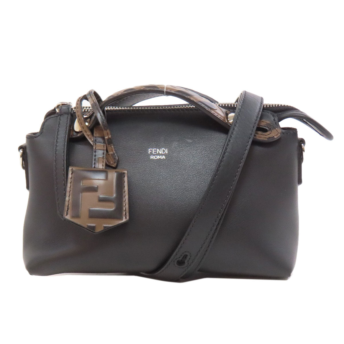 Fendi Handbag Calfskin By The Way 2Way Women Black Mini Travel Bag