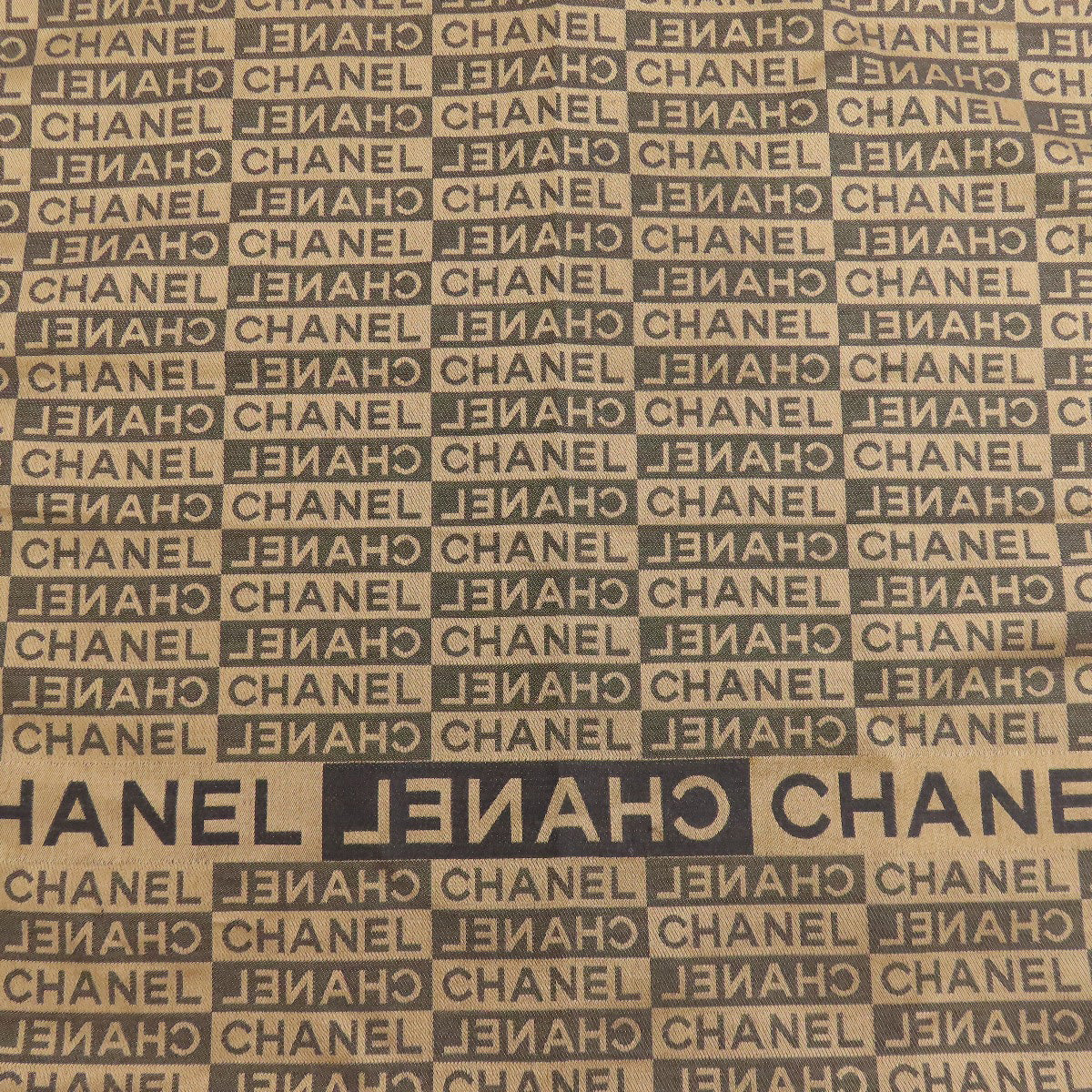 Chanel Scarf Silk Wool Logo all-over pattern Brown