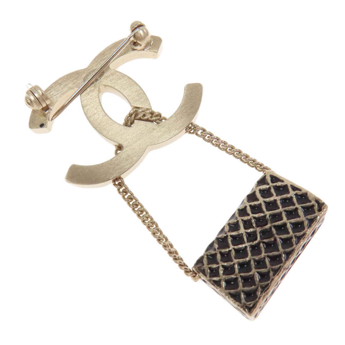 Chanel Brooch Plated COCO Mark Matelasse Charm Gold Key Chain