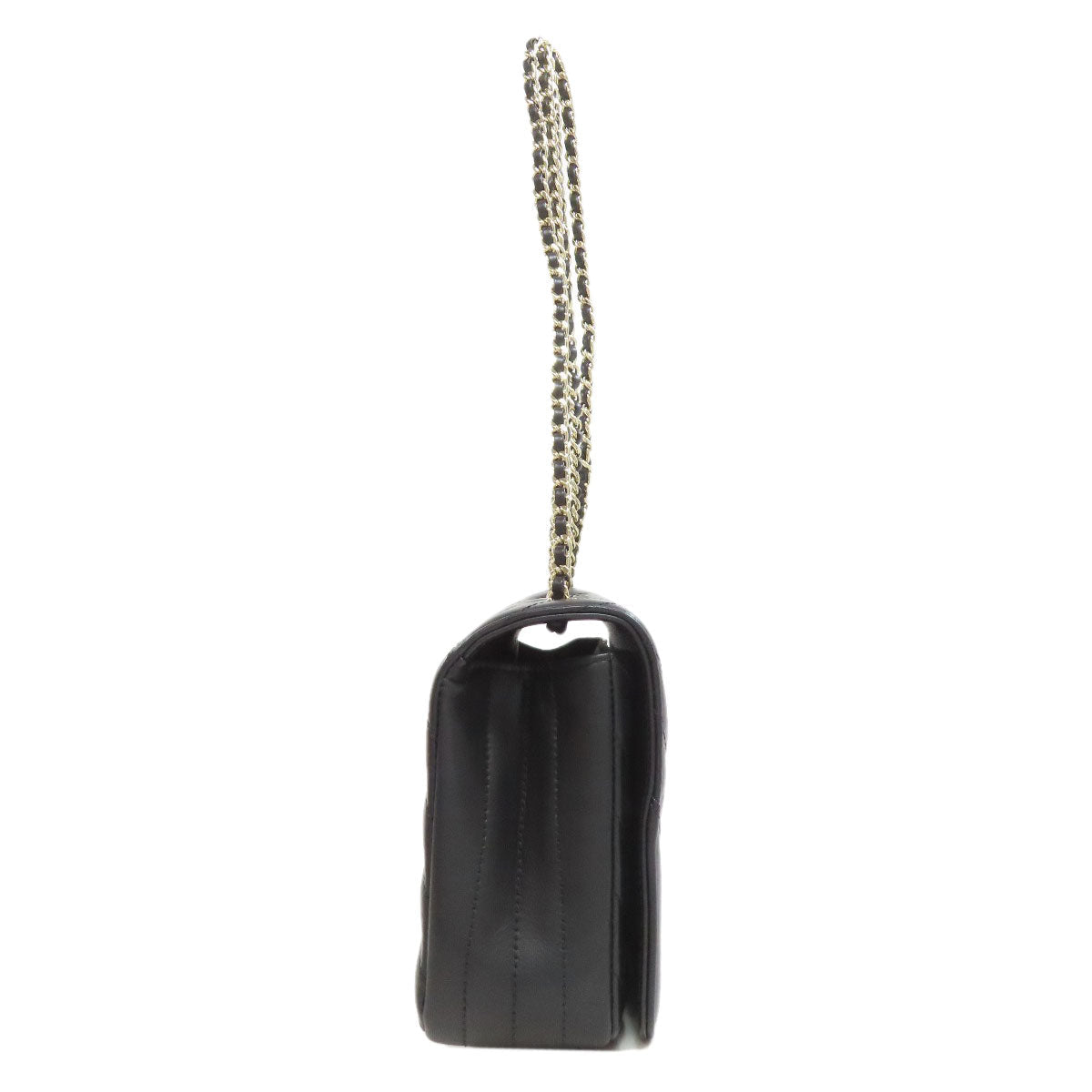 Chanel lambskin ChainShoulder Vstitch Black Gold Shoulder Bag