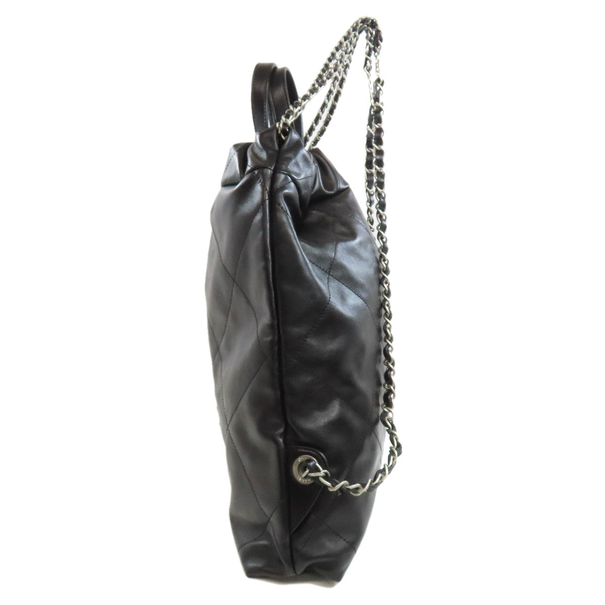 Chanel Backpack lambskin 22 Backpack Black Silver