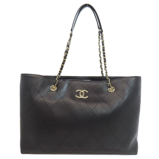 Chanel Calfskin Black Gold Tote Bag