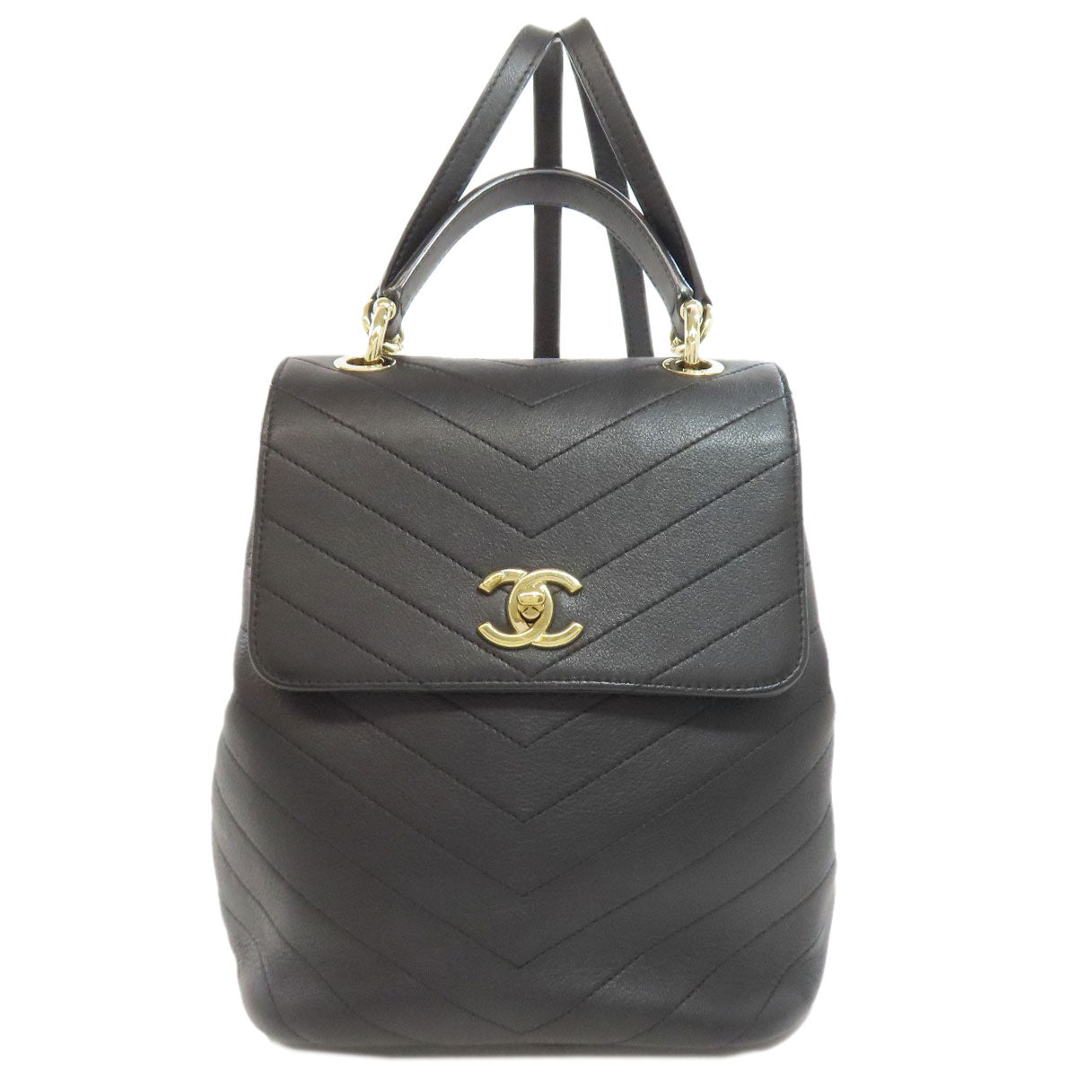 Chanel Backpack Calfskin Vstitch COCO Mark Black Gold
