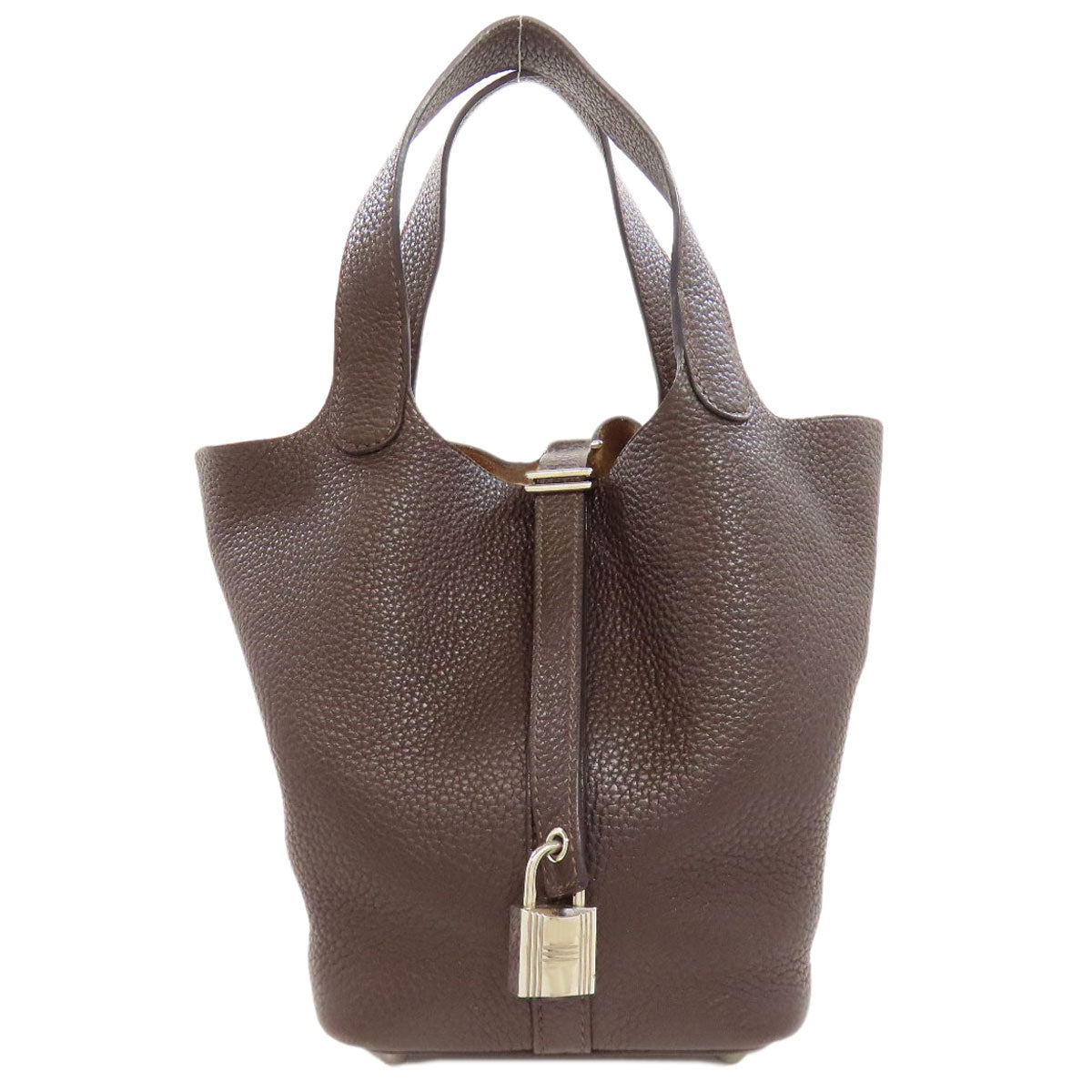 Taurillon Clemence Picotin Lock Pm Silvermetal Women Brown Travel Bag