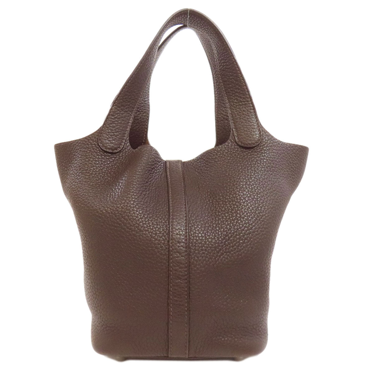 Hermes Handbag Taurillon Clemence Picotin Lock Pm Silvermetal Women Brown Travel Bag