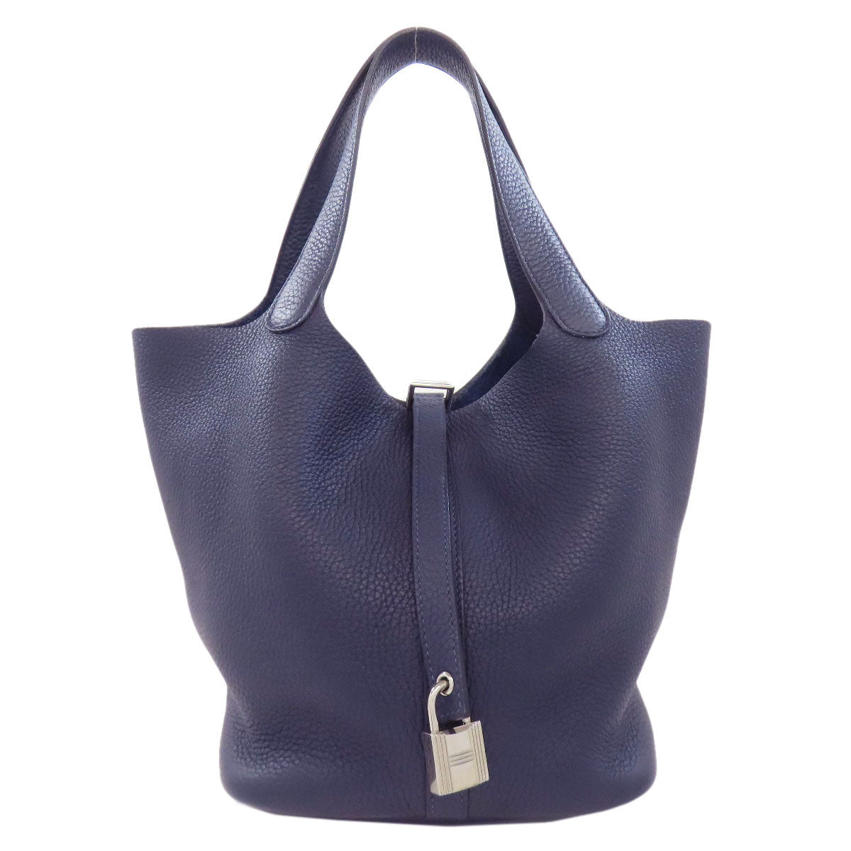 Taurillon Clemence Navy Picotin Lock Mm Silvermetal Travel Bag