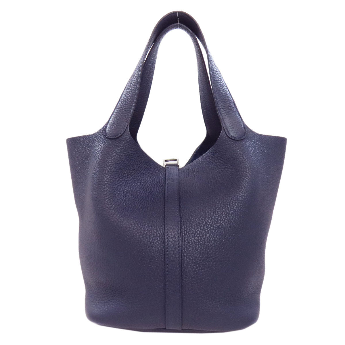 Hermes Handbag Taurillon Clemence Picotin Lock Mm Silvermetal Women Navy Travel Bag