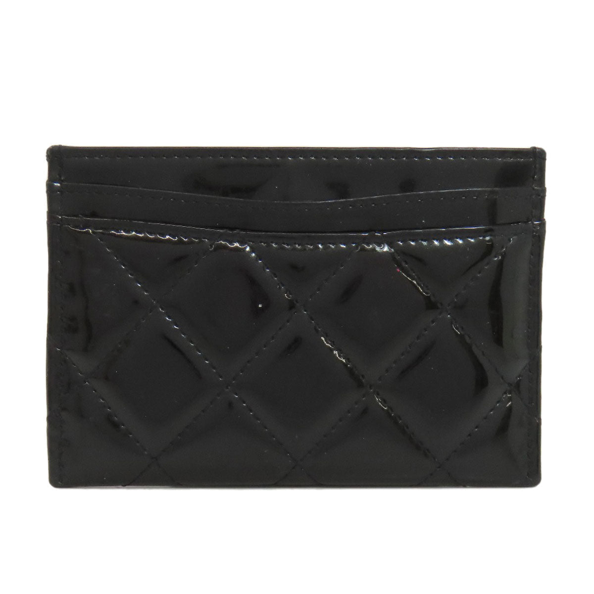 Chanel Card Patent Matelasse COCO Mark SilverMetal Black Leather Wallet Case