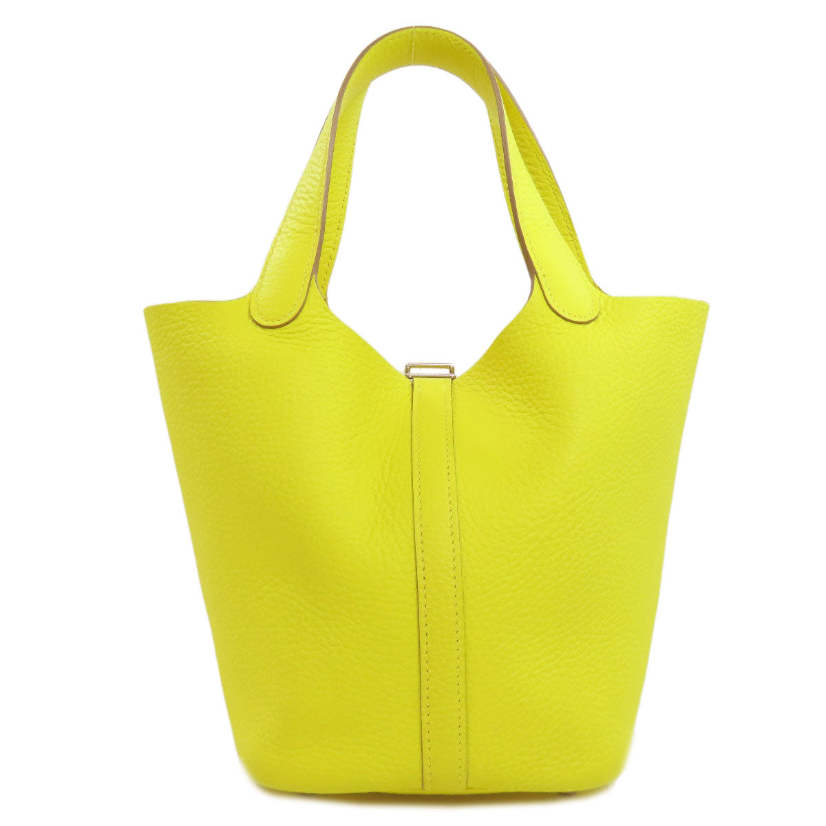 Taurillon Clemence Yellow Picotin Lock Pm Silvermetal Travel Bag