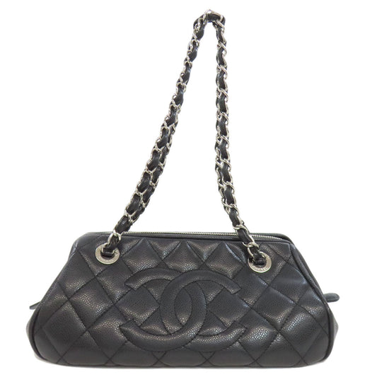 Chanel Grained Calfskin Skin Matelasse SilverMetal Black Tote Bag