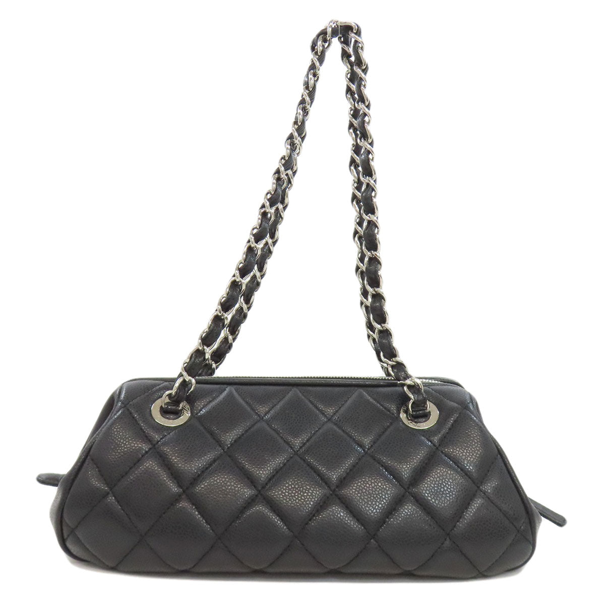 Chanel Grained Calfskin Skin Matelasse SilverMetal Black Tote Bag