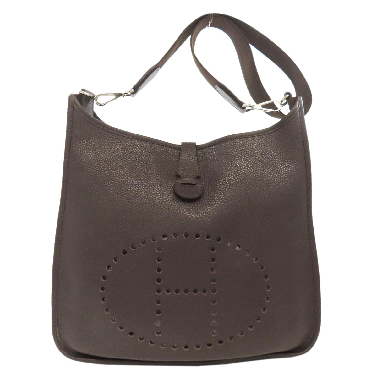 Shoulder Bag Taurillon Clemence Evelyn Gm Metal Brown Silver