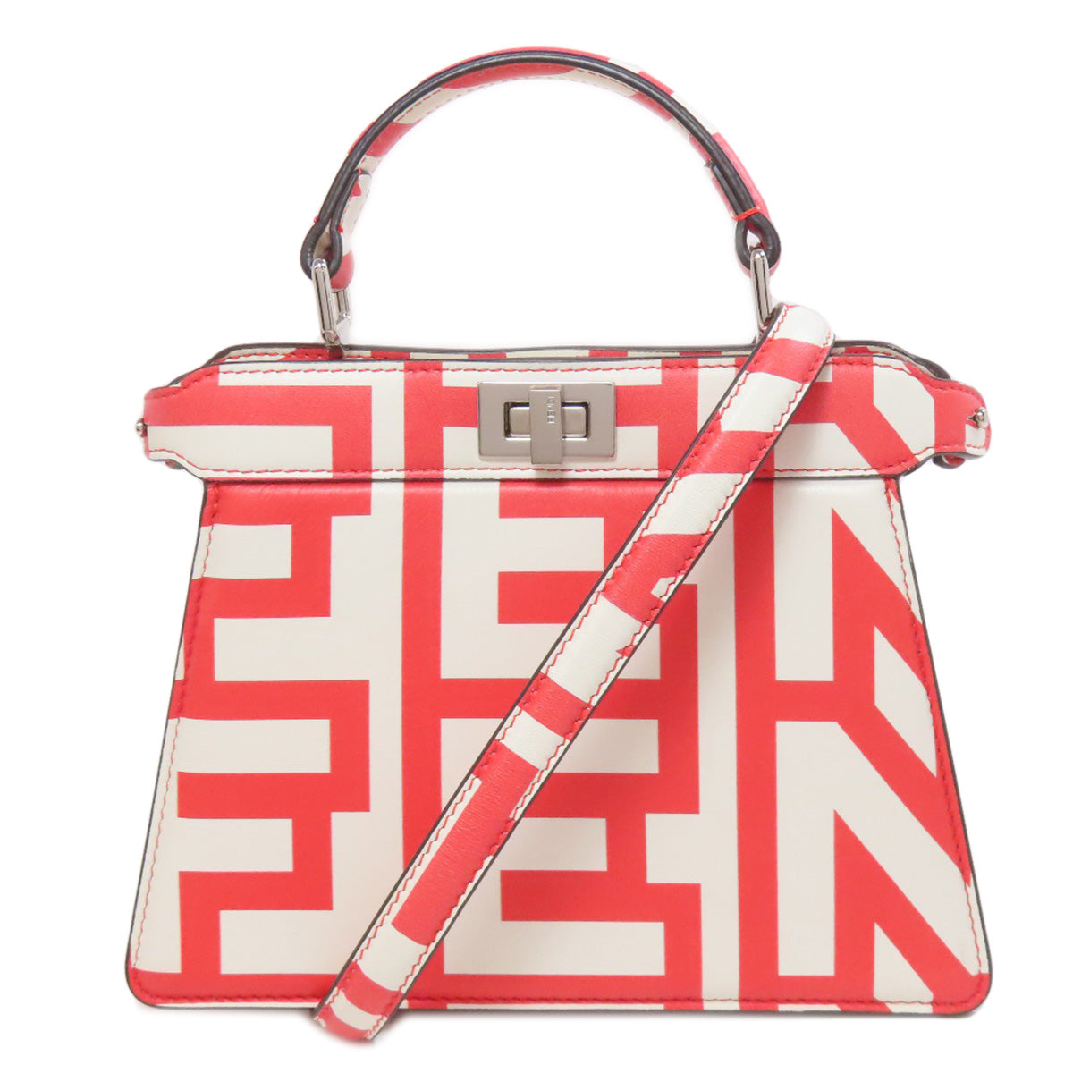 Fendi Handbag Calfskin Marc Jacobs Collaboration Peekaboo See You Red Travel Bag