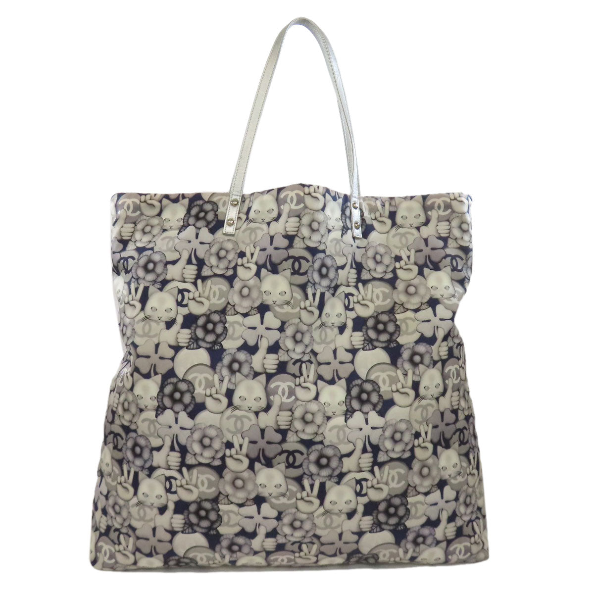 Chanel Nylon Cat motif Gray Tote Bag