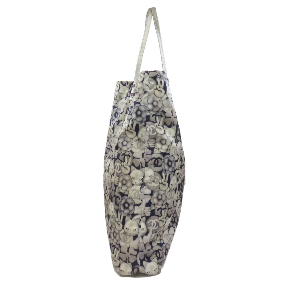 Chanel Nylon Cat motif Gray Tote Bag
