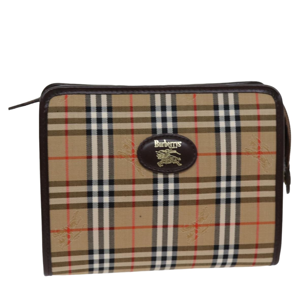 Burberry Luxury ss Nova Check Clutch Bag Auth Canvas Beige Beige Auth 75441