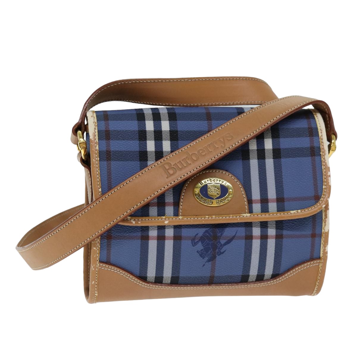 Burberry Luxury ss Nova Check Shoulder Bag Pvc Auth Blue