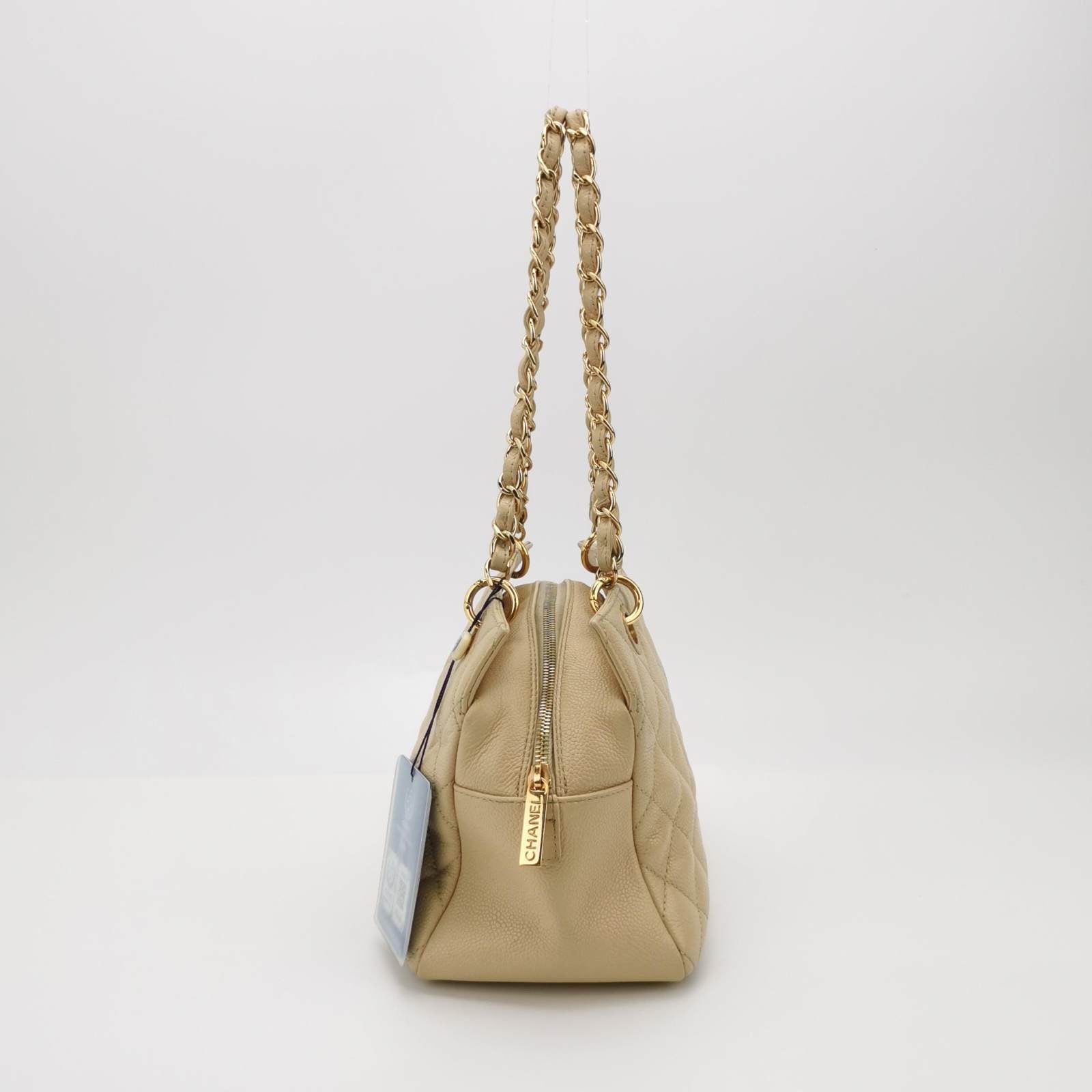 Chanel Petite Shopping PST Caviar Shopping Beige Leather Tote Bag