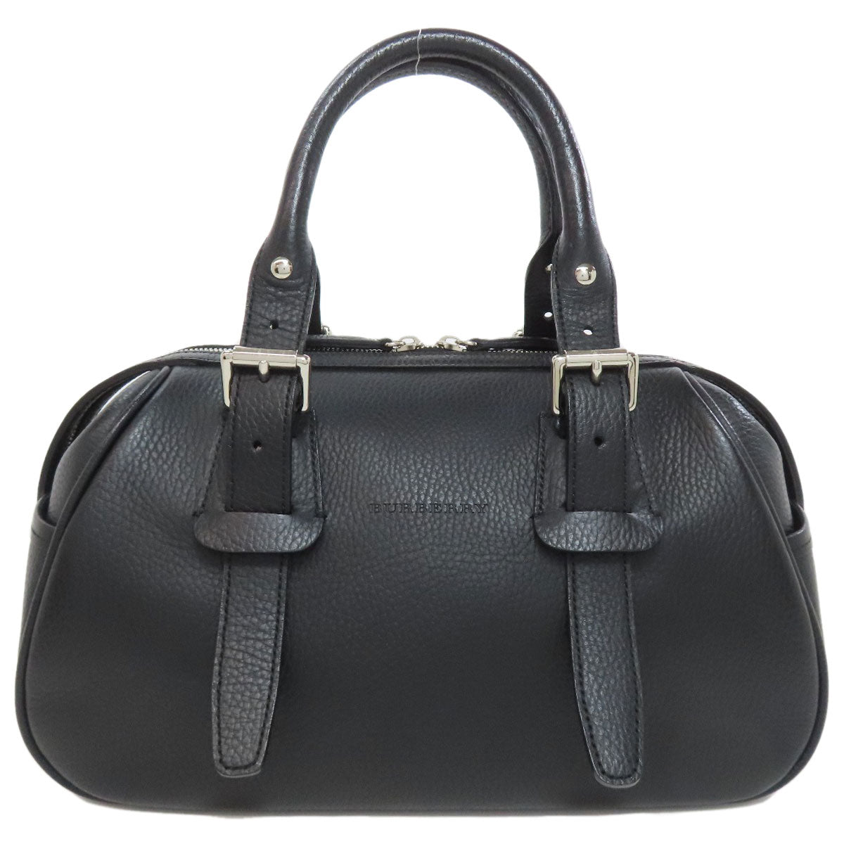 Burberry Tote Bag Boston Duffel Bag Leather Black Mini