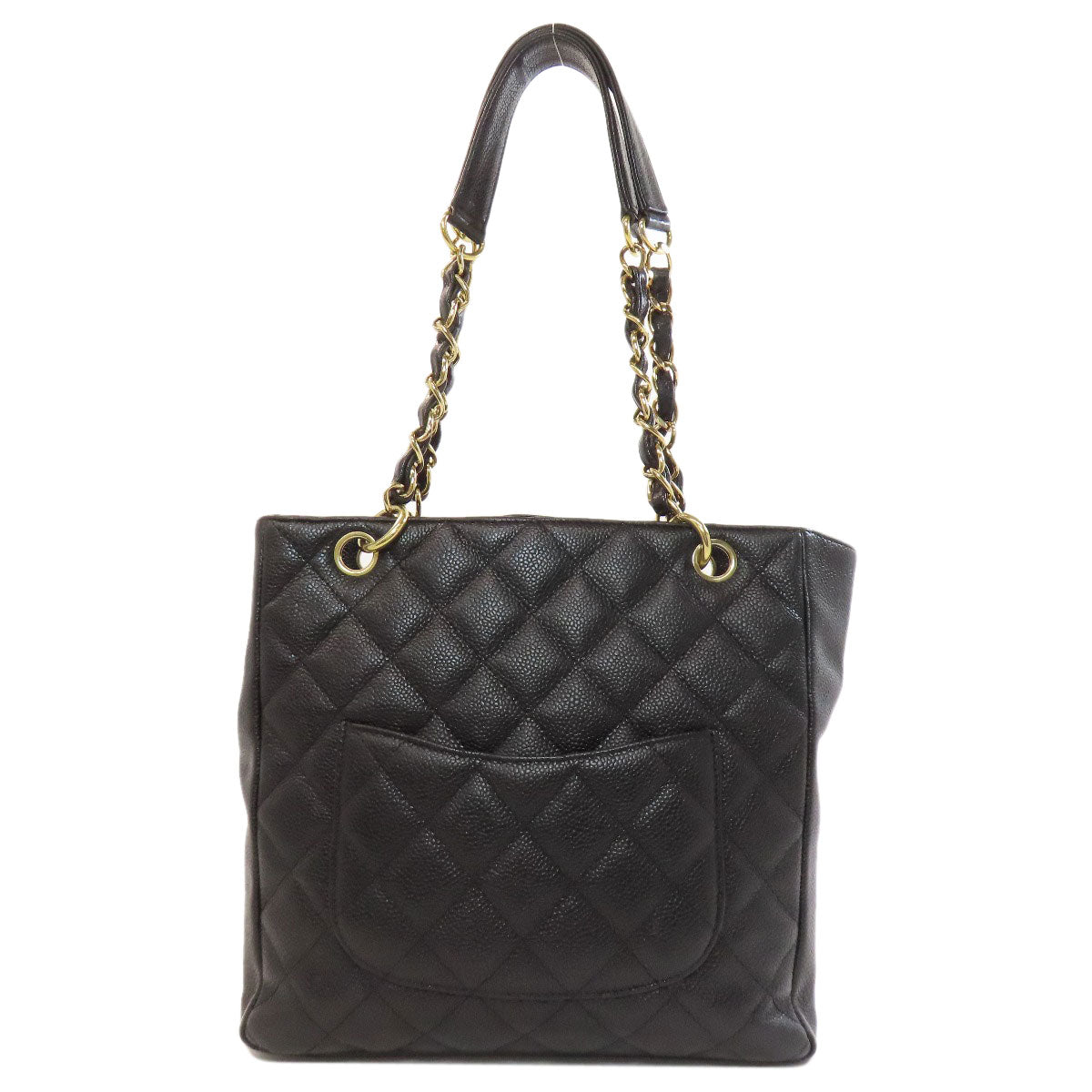 Chanel Grained Calfskin Skin Matelasse Black Gold Tote Bag