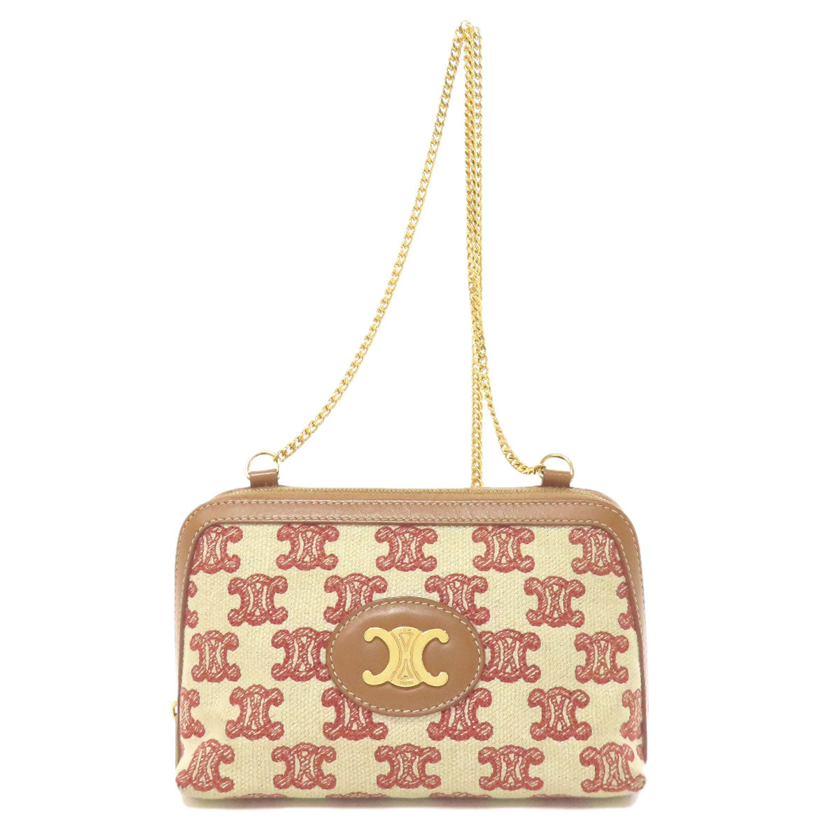 Shoulder Bag Triomphe Clutch With Canvas Brown