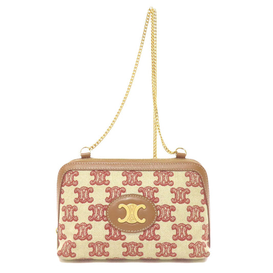 Shoulder Bag Triomphe Clutch With Canvas Brown