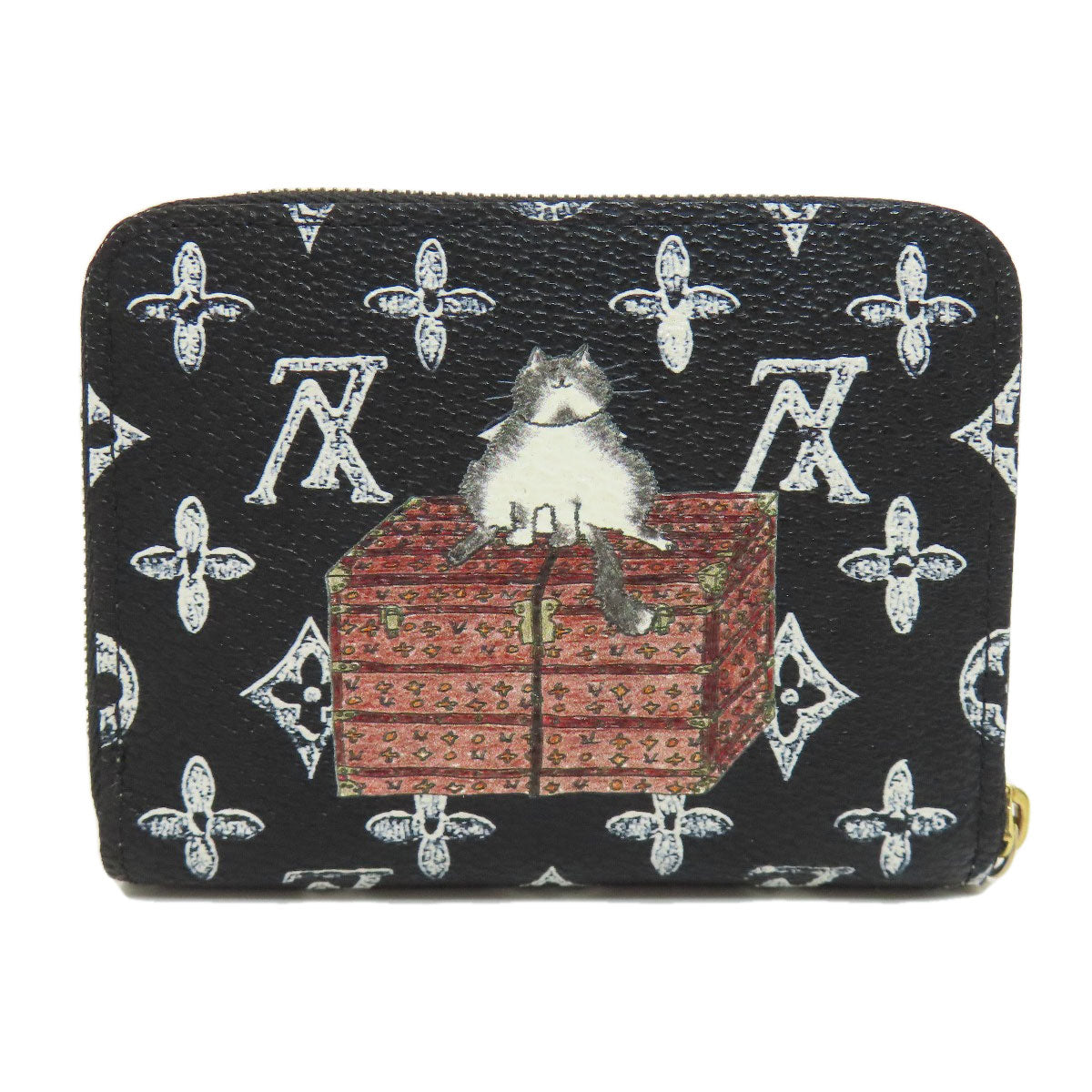 Louis Vuitton Coin M63884 Zippy Coin Purse Monogram Canvas Black Wallet Case
