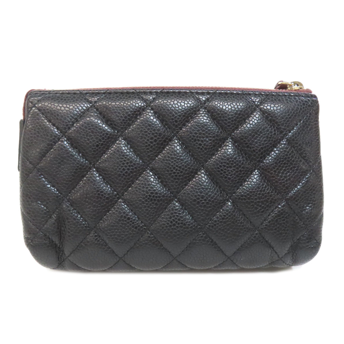 Chanel Cosmetics Grained Calfskin Skin Matelasse Black Gold Handbag